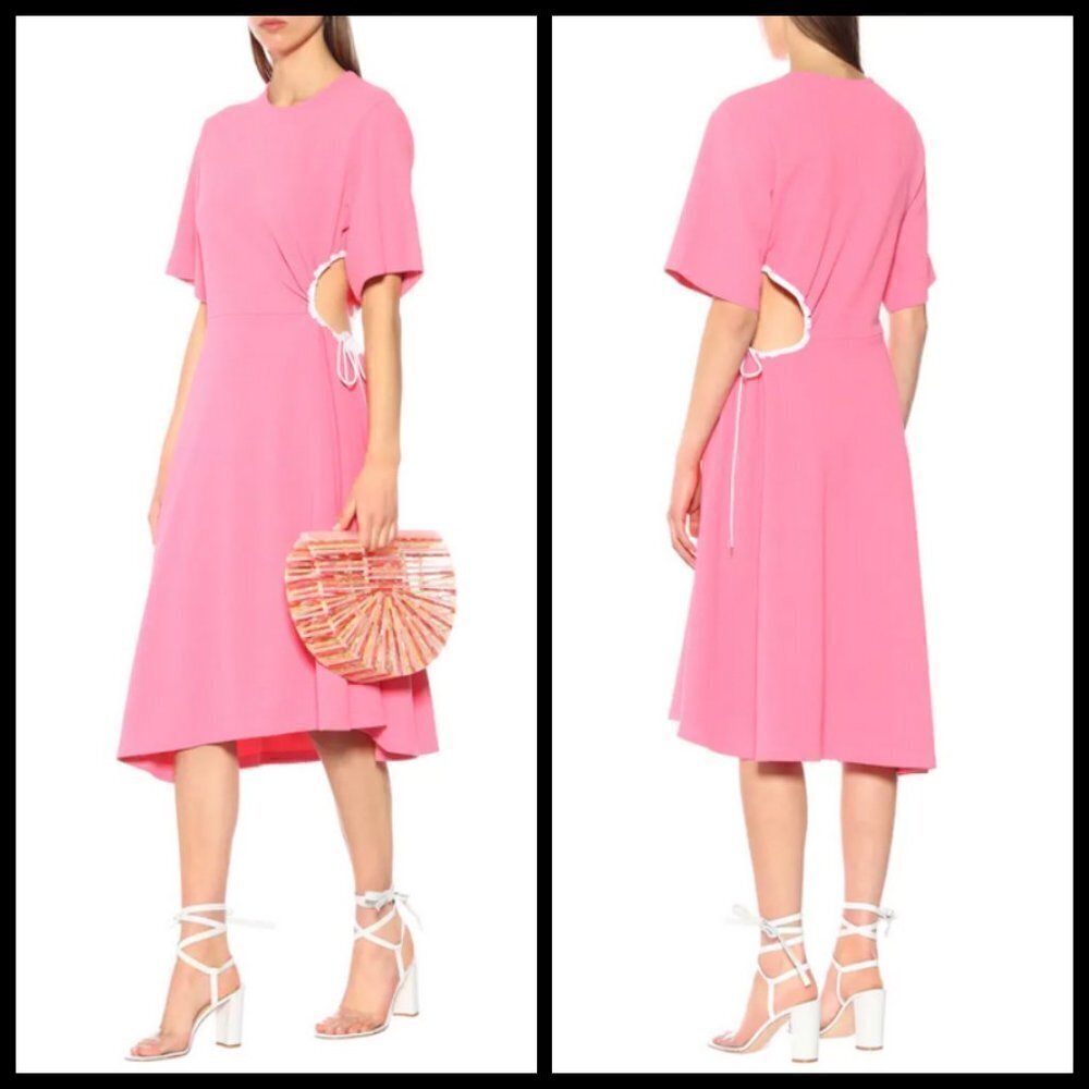 💕SEE BY CHLOE💕 Cut-Out Dress ~ Dazzling Pink Small Midi Length Crepe